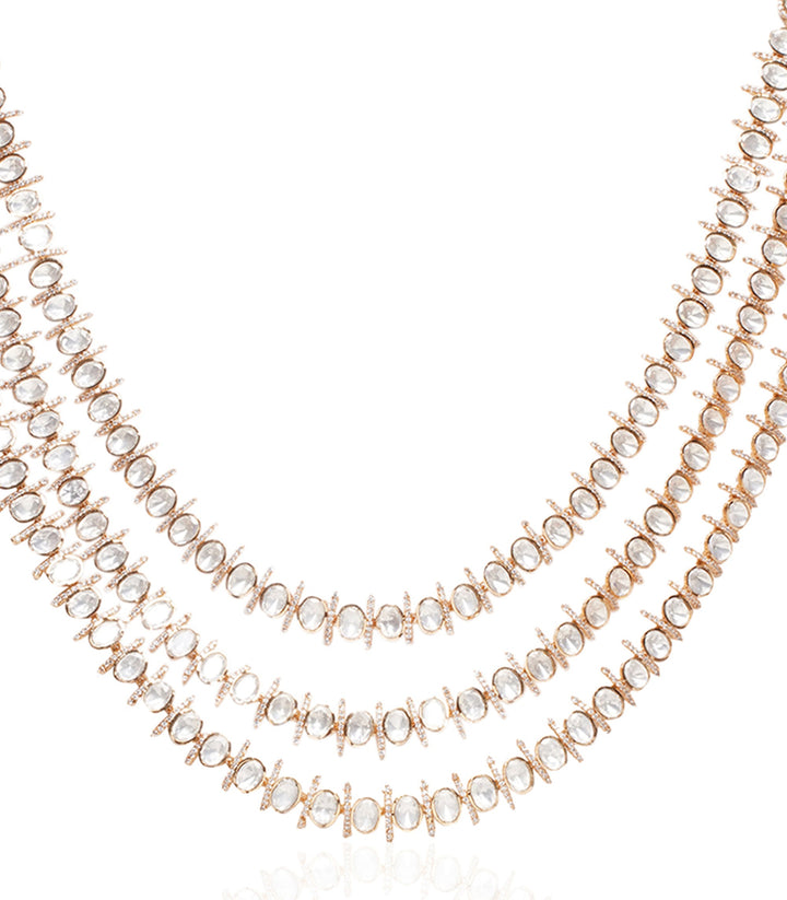 Aprajita Three Line Polki Necklace Set