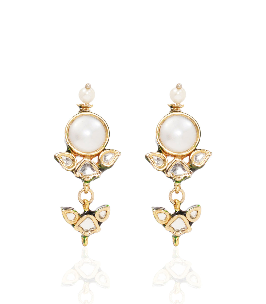 YUVINA WHITE& GREEN KUNDAN NECKLACE SET
