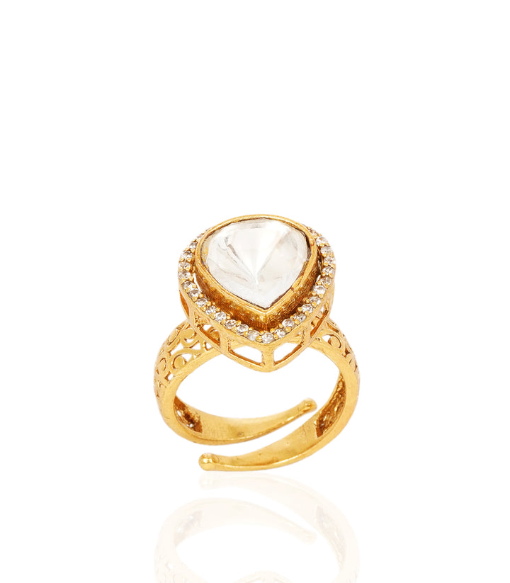 SAANVI GOLD PLATED POLKI RING