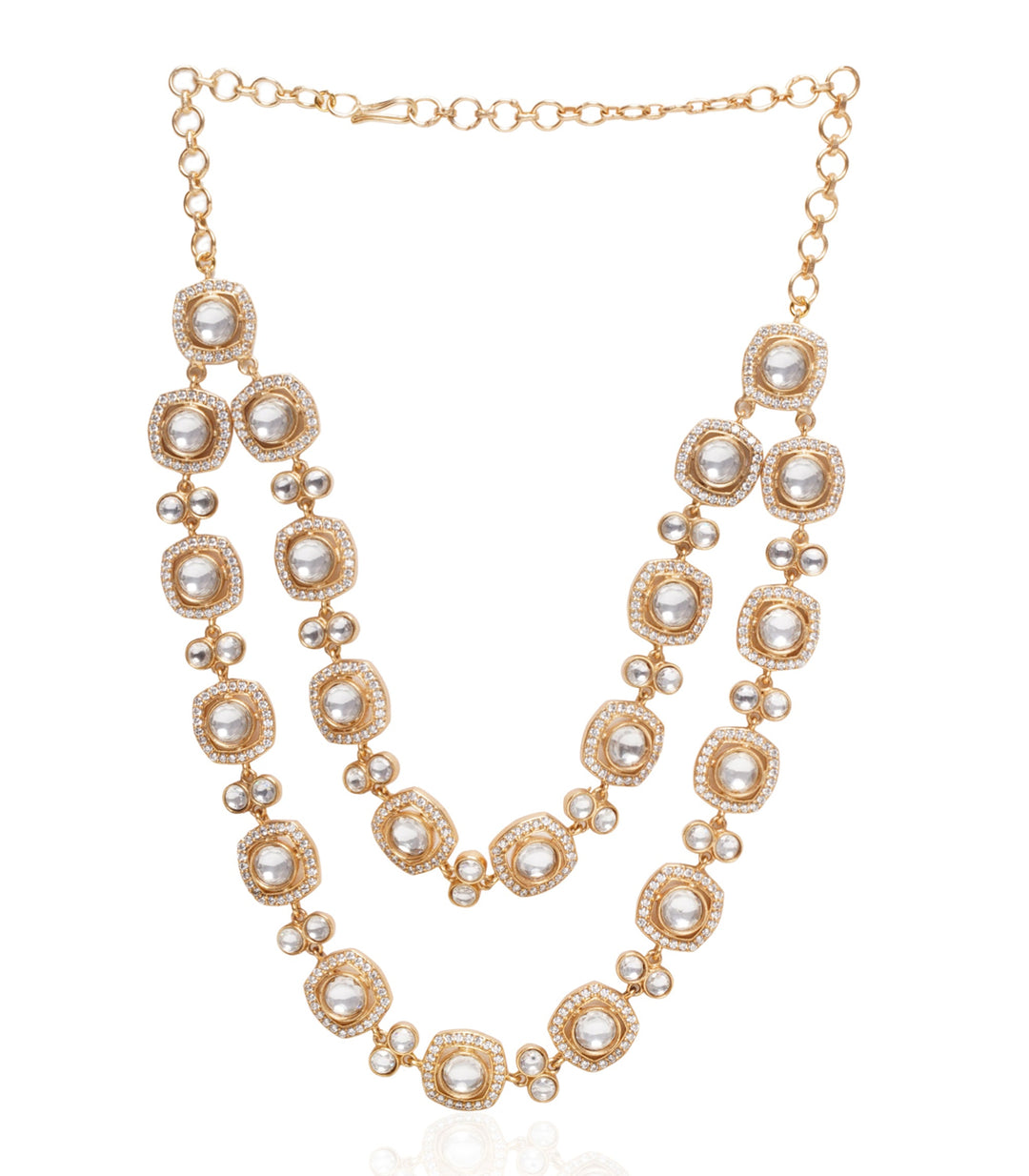Kaushiki Two Line Polki Necklace Set