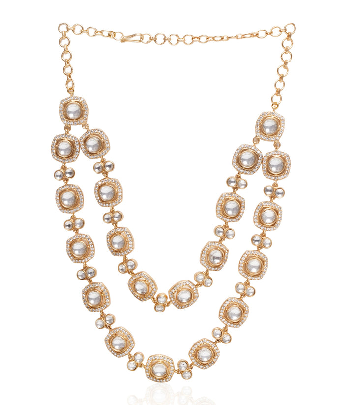 Kaushiki Two Line Polki Necklace Set