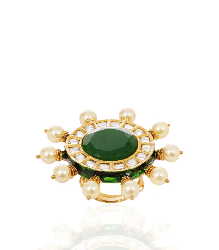 NAVYA GREEN KUNDAN RING