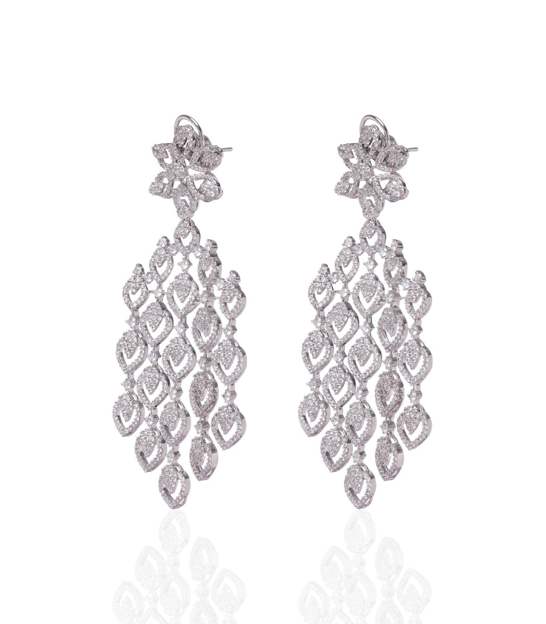 ALISHA SILVER FINISH ZIRCON DROP EARRING