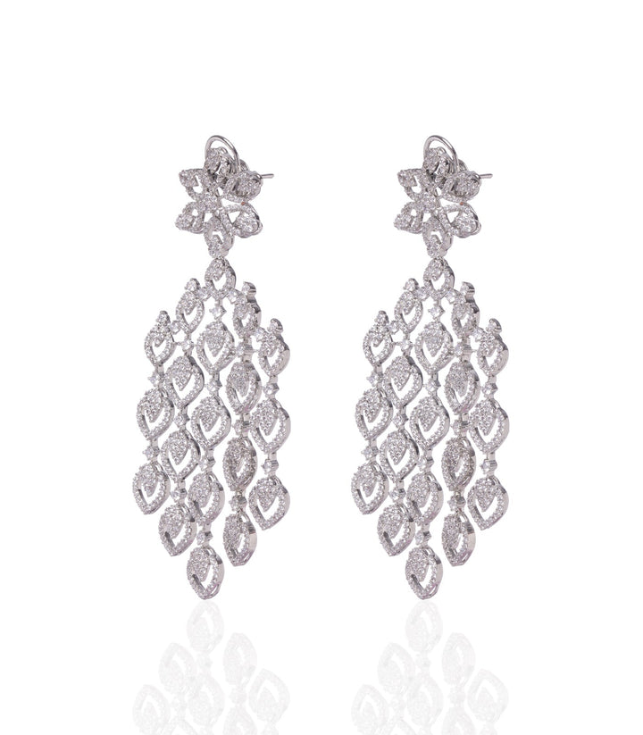 ALISHA SILVER FINISH ZIRCON DROP EARRING