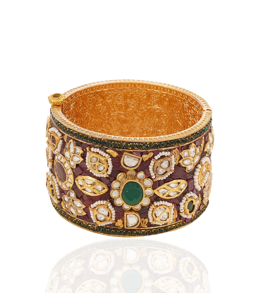ARUNIMA RUBY & GREEN ONYX KUNDAN BANGLES