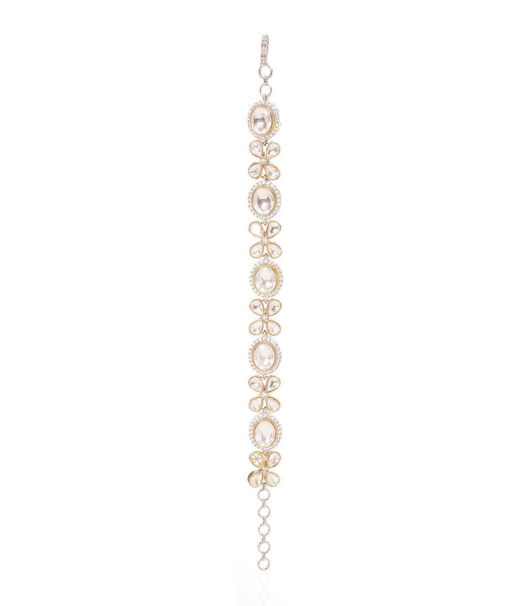 VARSHA SILVER FINISH POLKI BRACELET