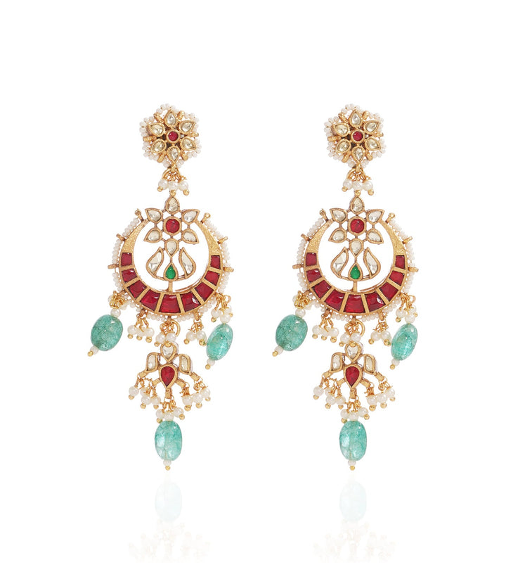 KAVYANSHI RED & GREEN KUNDAN NECKLACE SET