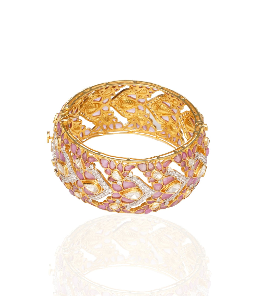 BHANVI GOLD PLATED PINK MOISSANITE BANGLE