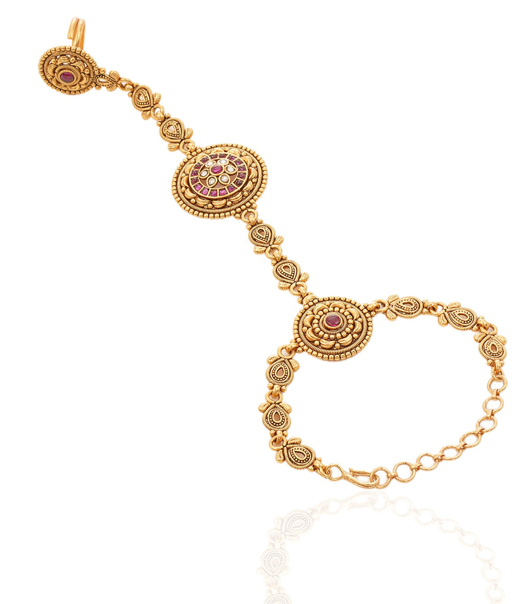 RADHIKA RED GOLD PLATED HATHPHOOLS