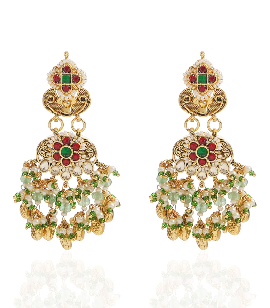 LATA RED & GREEN KUNDAN NECKLACE SET
