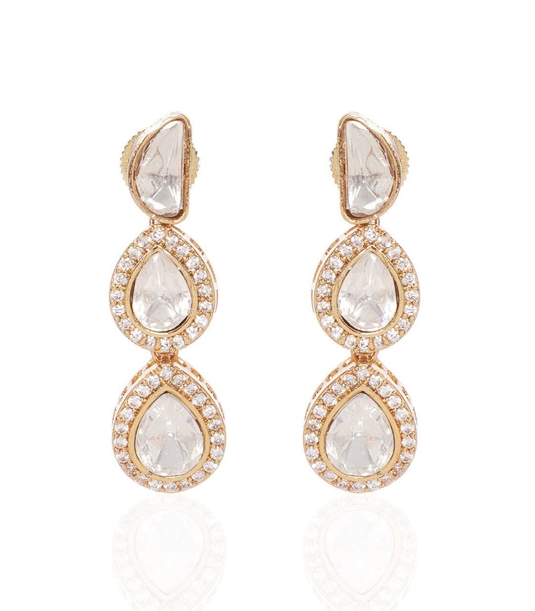 RUTVI WHITE POLKI LONG NECKLACE