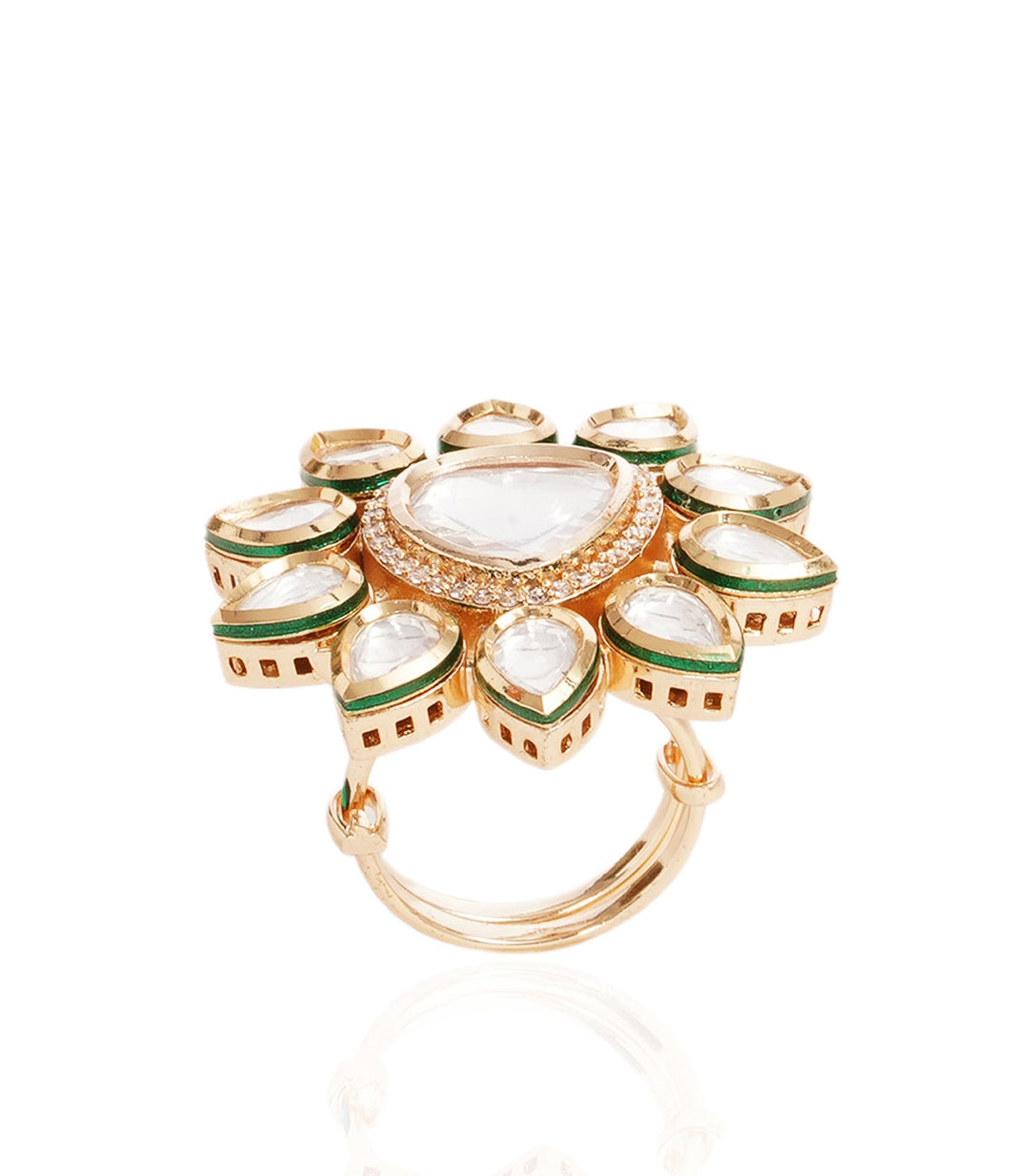 KASHI WHITE POLKI RING