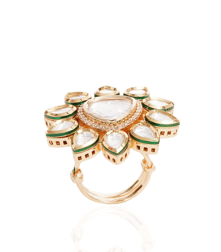KASHI WHITE POLKI RING