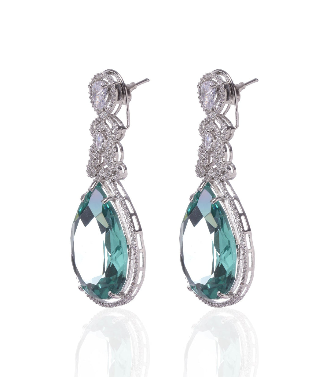 SILVER AQUA BLUE DOUBLET EARRING