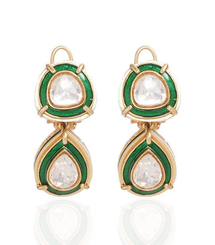 JANVI GREEN POLKI LONG NECKLACE