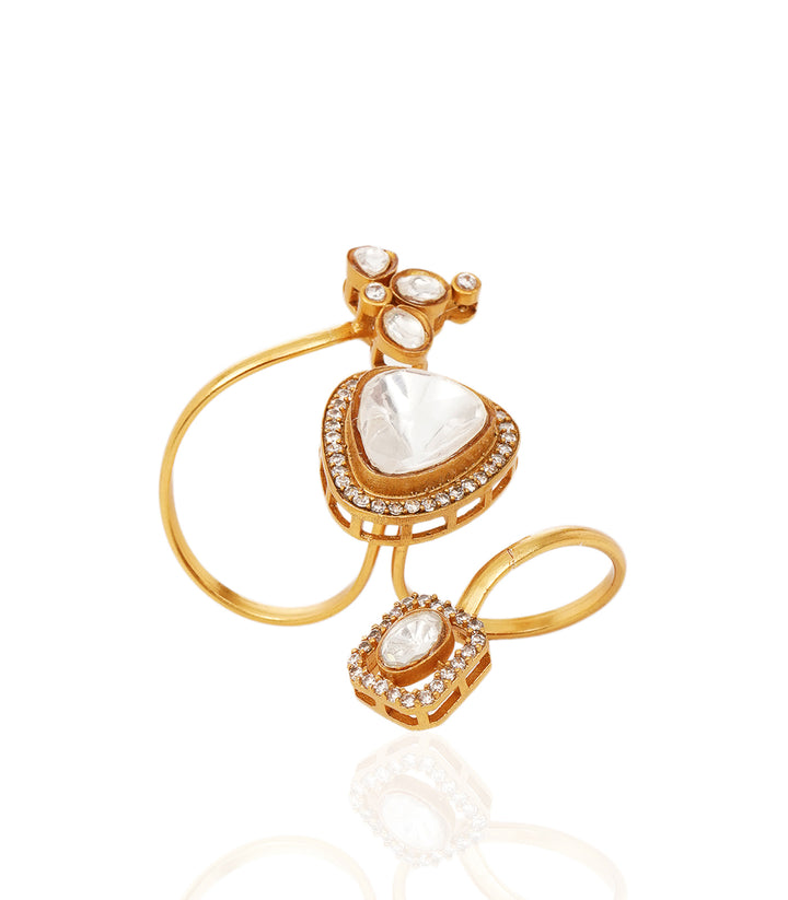 GITALI GOLD PLATED POLKI RING