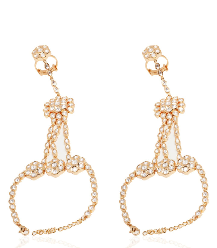 KUNDAN FLOWER LIGHT GOLD PLATED HATHPHOOL