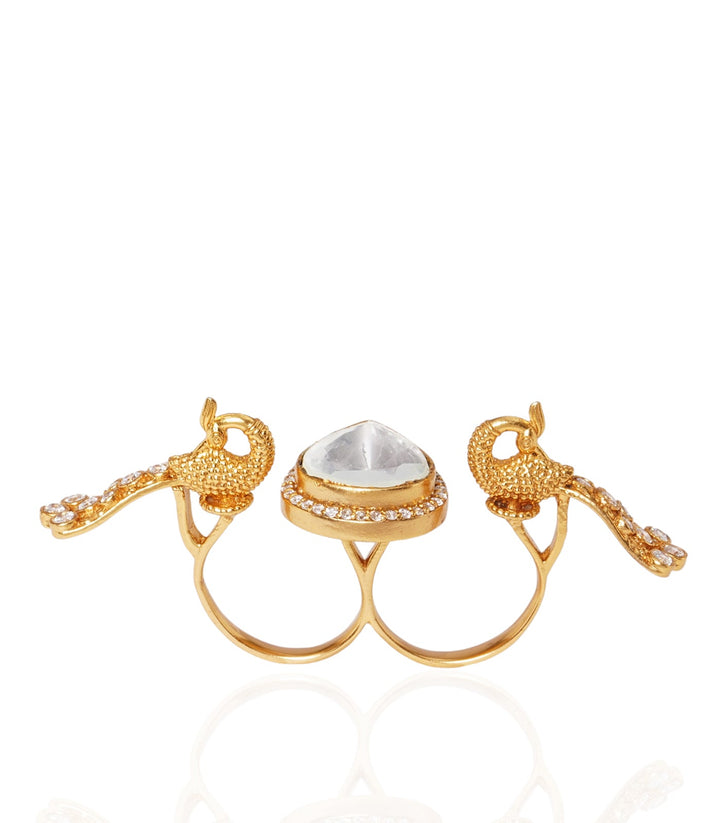 MAYUR GOLD PLATED POLKI RING