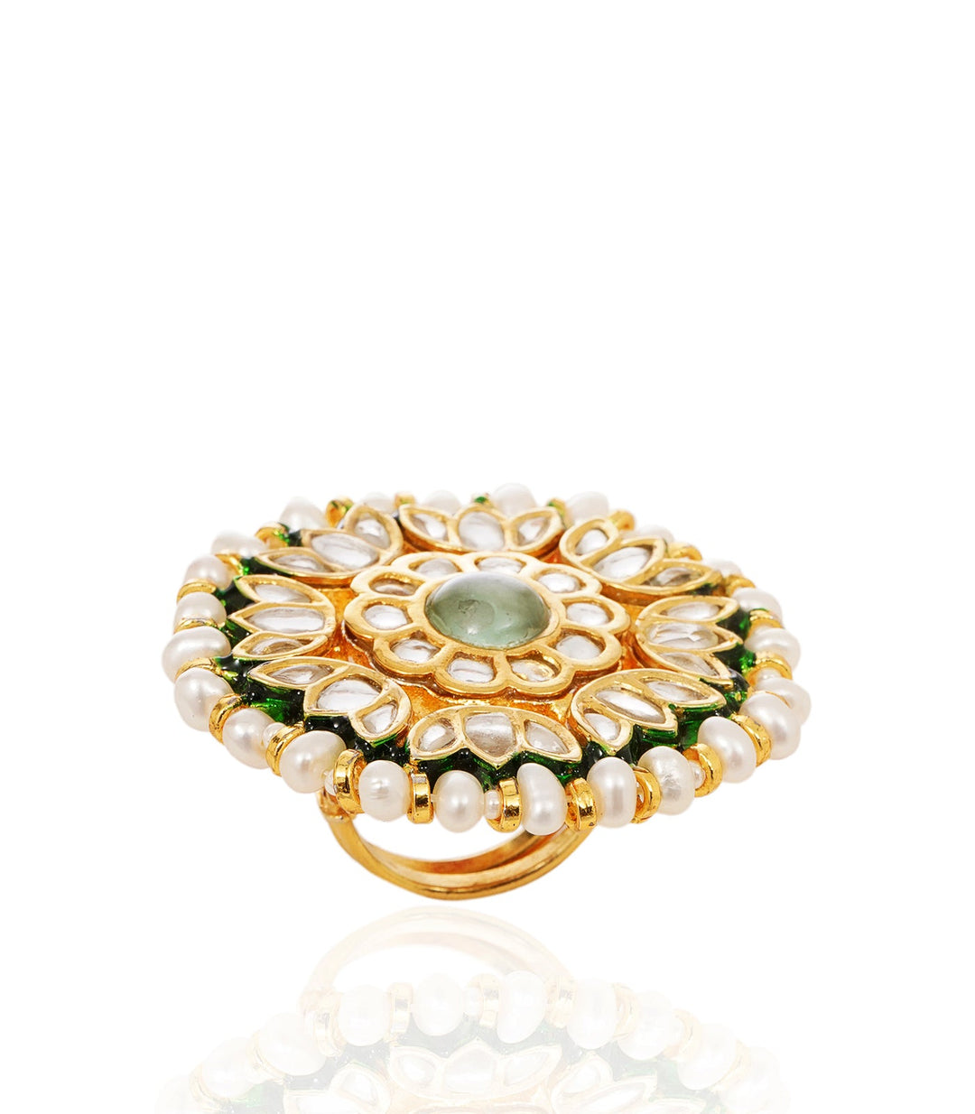 SANVI GREEN KUNDAN RING