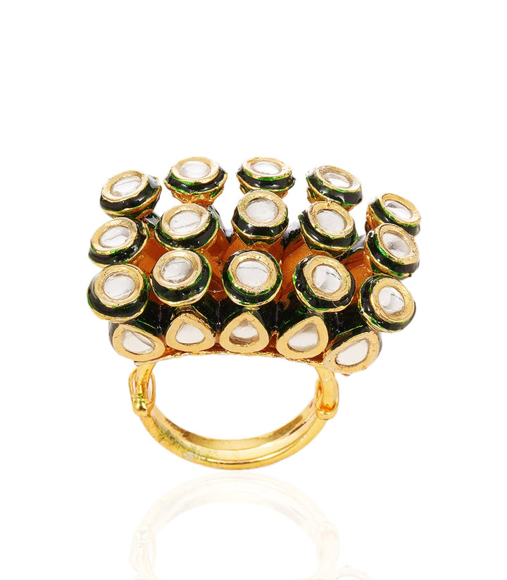 VAYDA GREEN KUNDAN RING
