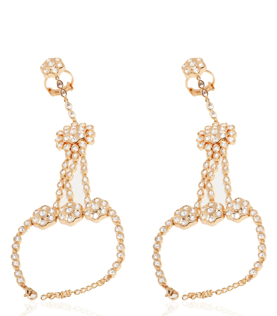 KUNDAN FLOWER LIGHT GOLD PLATED HATHPHOOL