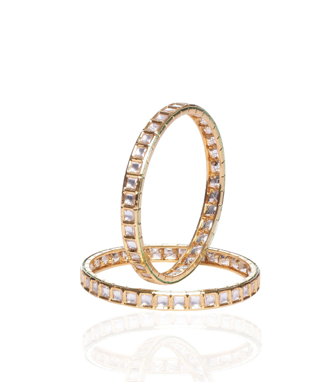 GOLD PLATED SINGLE LINE KUNDAN BANGLES