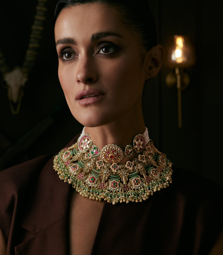 LATA RED & GREEN KUNDAN NECKLACE SET