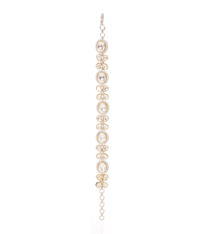 VARSHA SILVER FINISH POLKI BRACELET