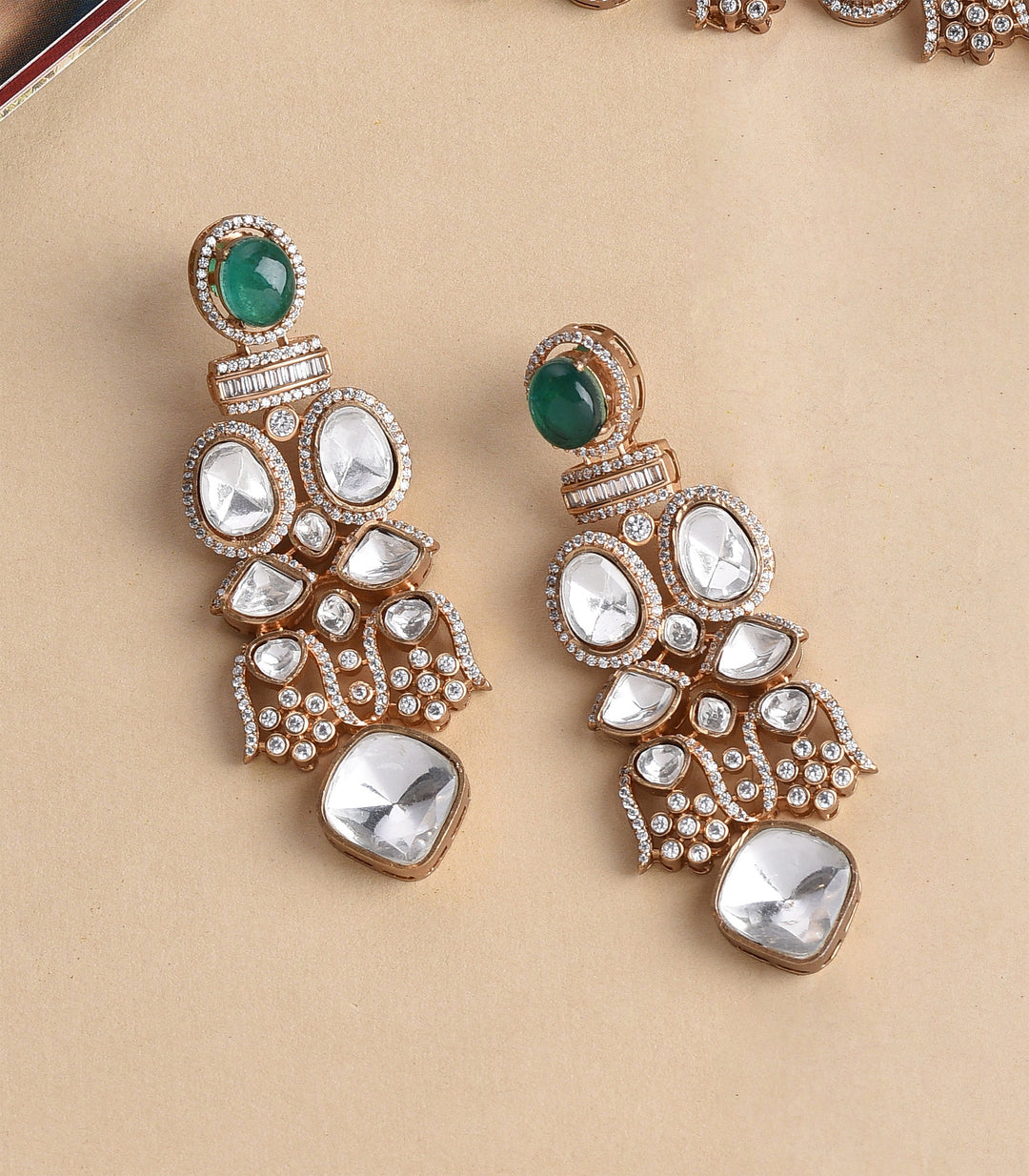 SADHIKA GREEN POLKI NECKLACE SET