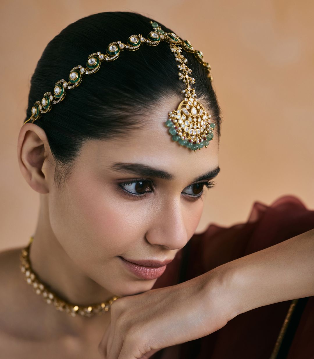 DHRUVI GREEN POLKI SHEESH PECH