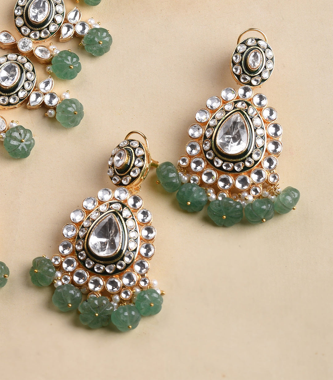 KARALIKA GREEN MEENA POLKI NECKLACE SET