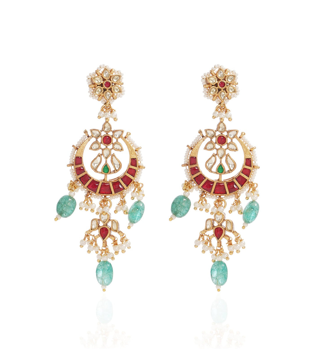 KAVYANSHI RED & GREEN KUNDAN NECKLACE SET