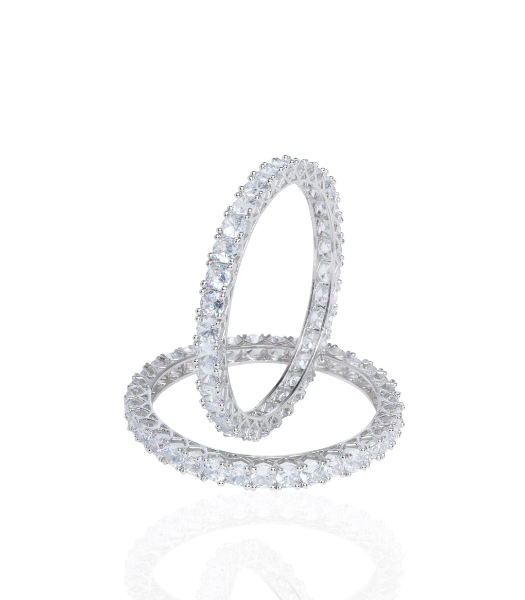 SILVER FINISH ZIRCON BANGLES