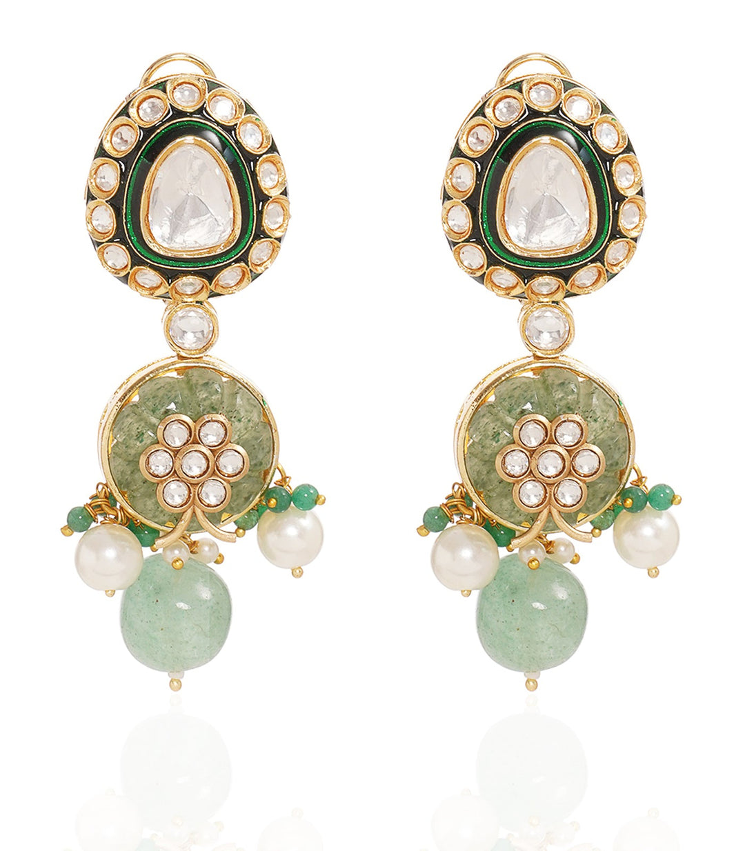 YASHI GREEN POLKI NECKLACE SET