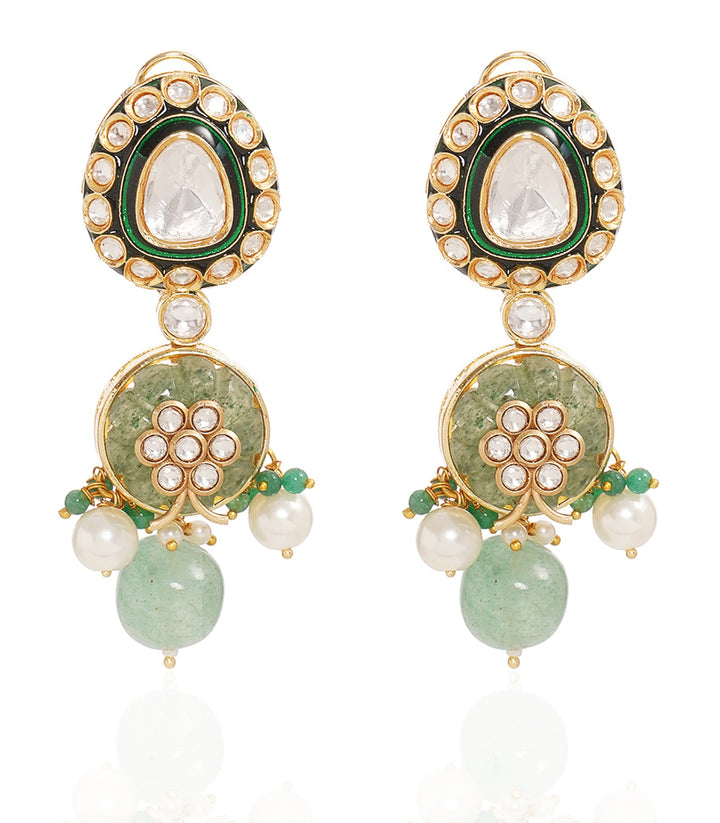 YASHI GREEN POLKI NECKLACE SET