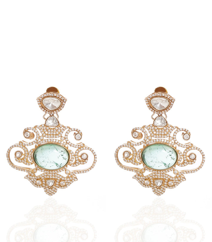 PANKTI MINT POLKI LONG NECKLACE
