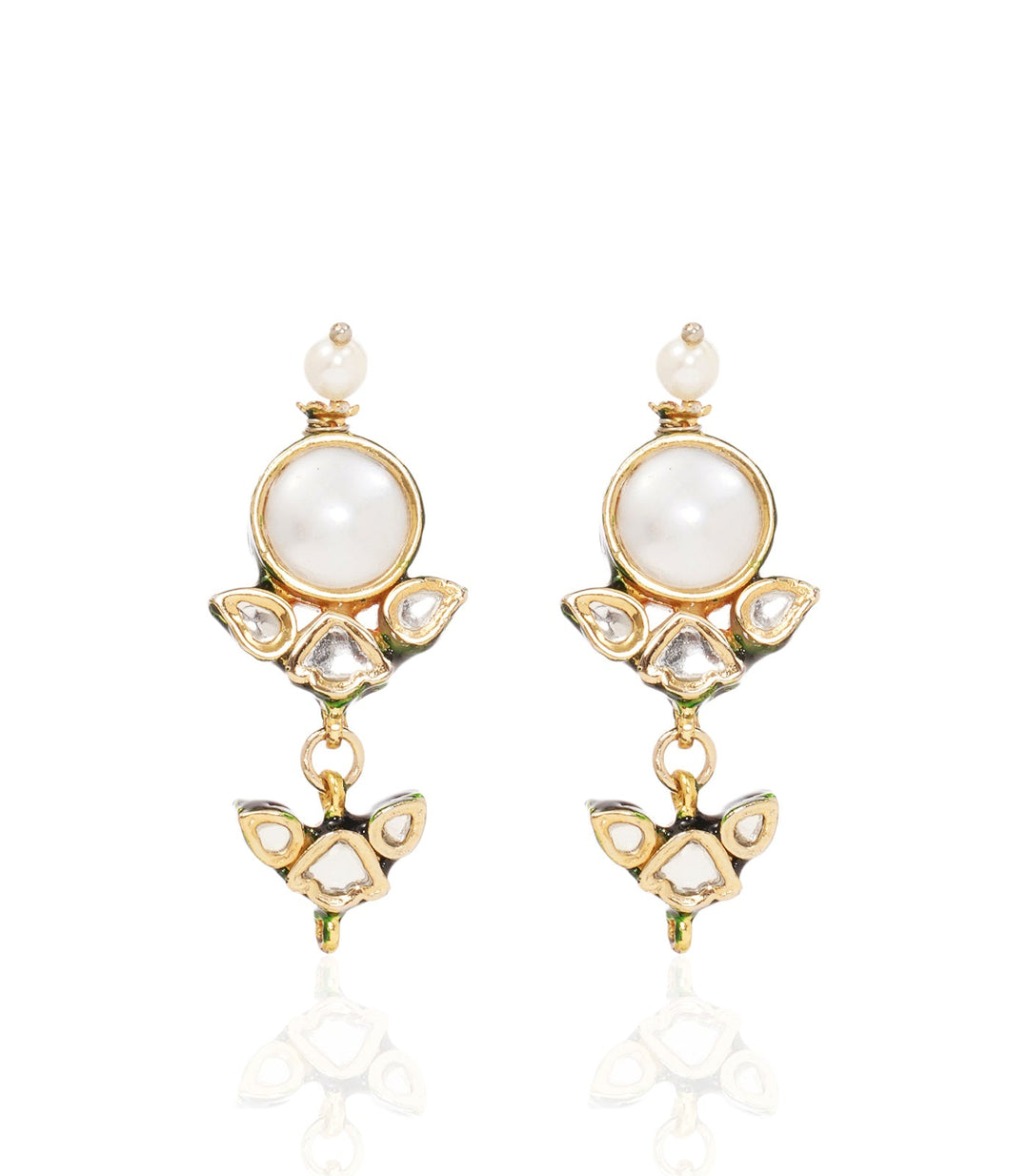 YUVINA WHITE& GREEN KUNDAN NECKLACE SET