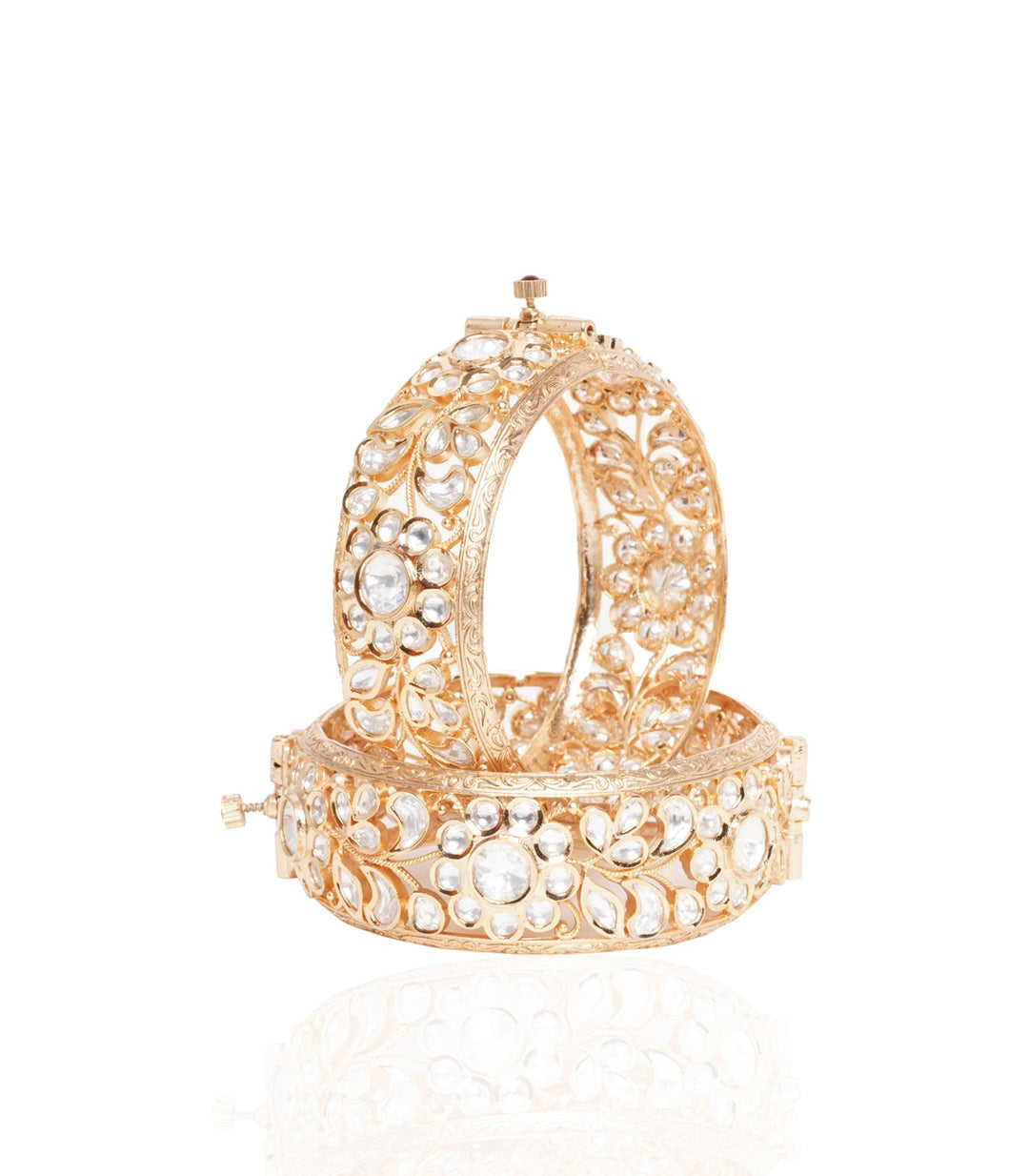 CHANDNI GOLD PLATED KUNDAN FLOWER BANGLES