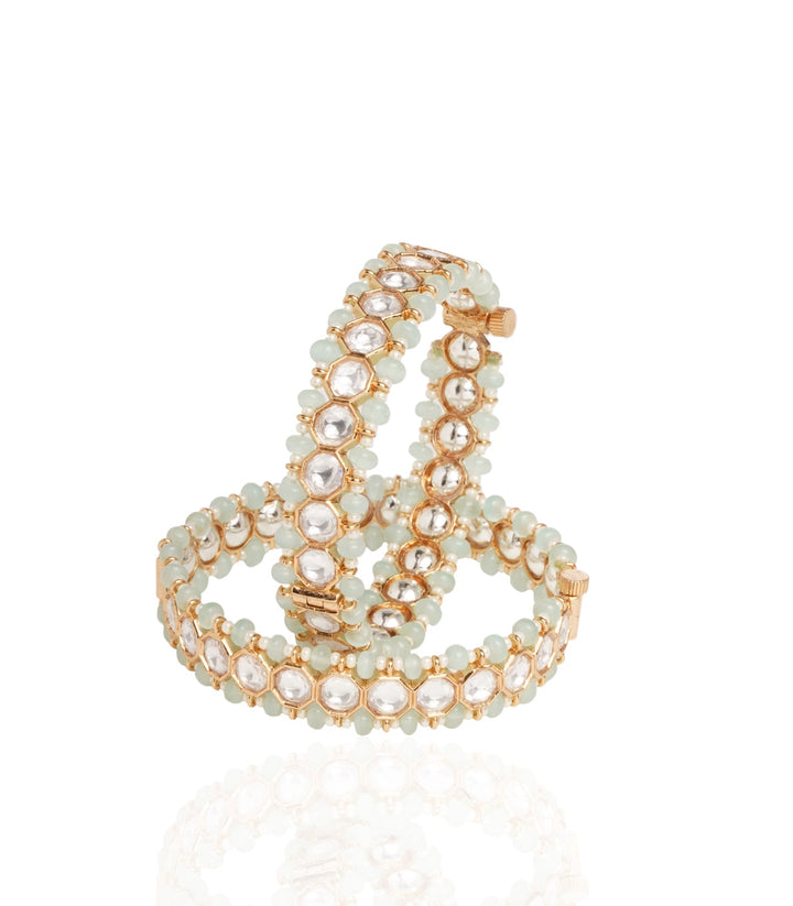 MAWYA MINT SINGLE LINE POLKI BANGLES