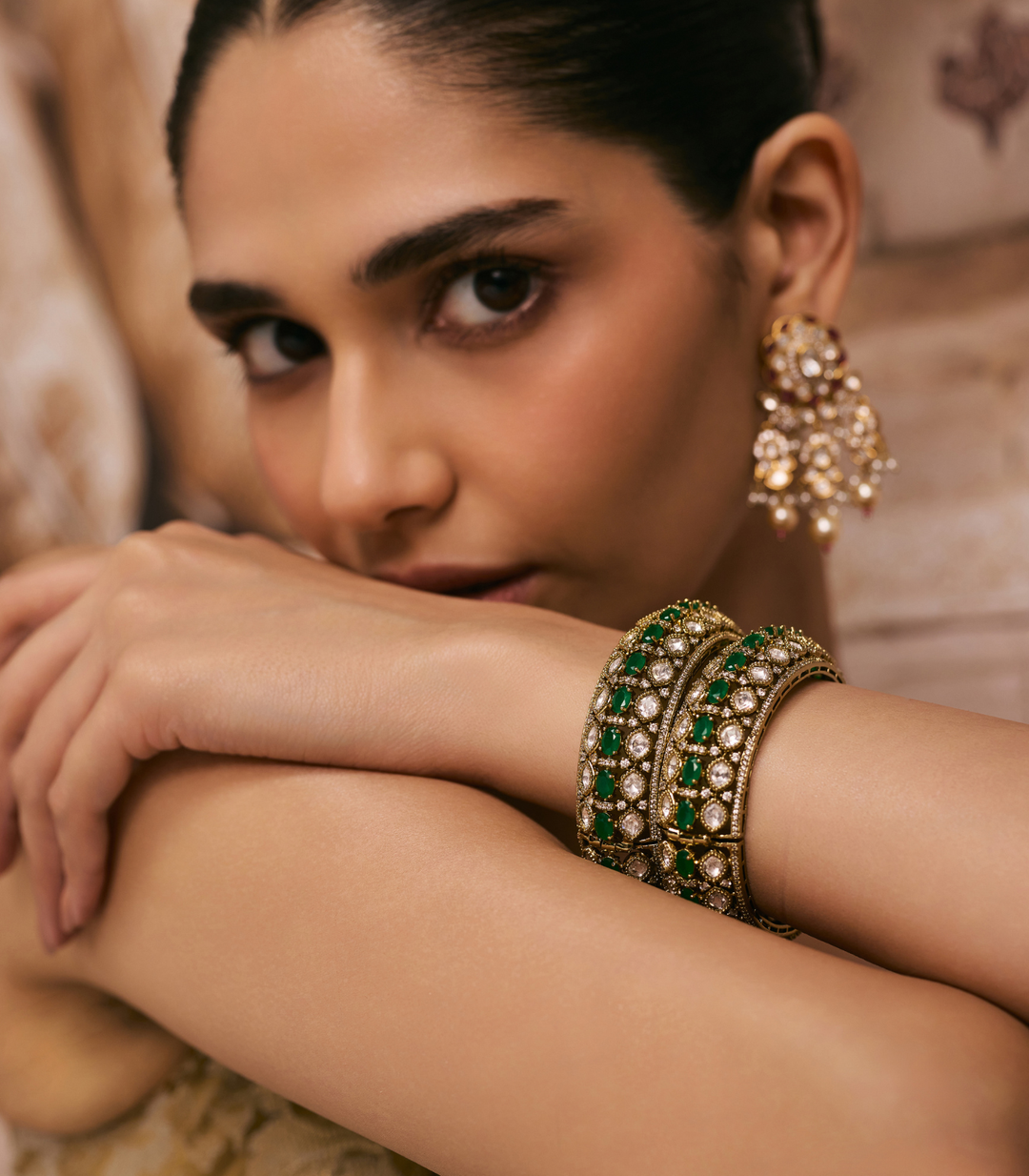 SHREVANYA GREEN POLKI BANGLES