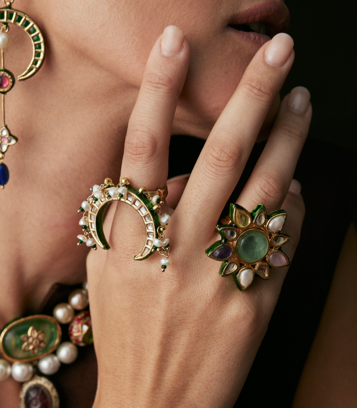 ANAIRA GREEN KUNDAN RING