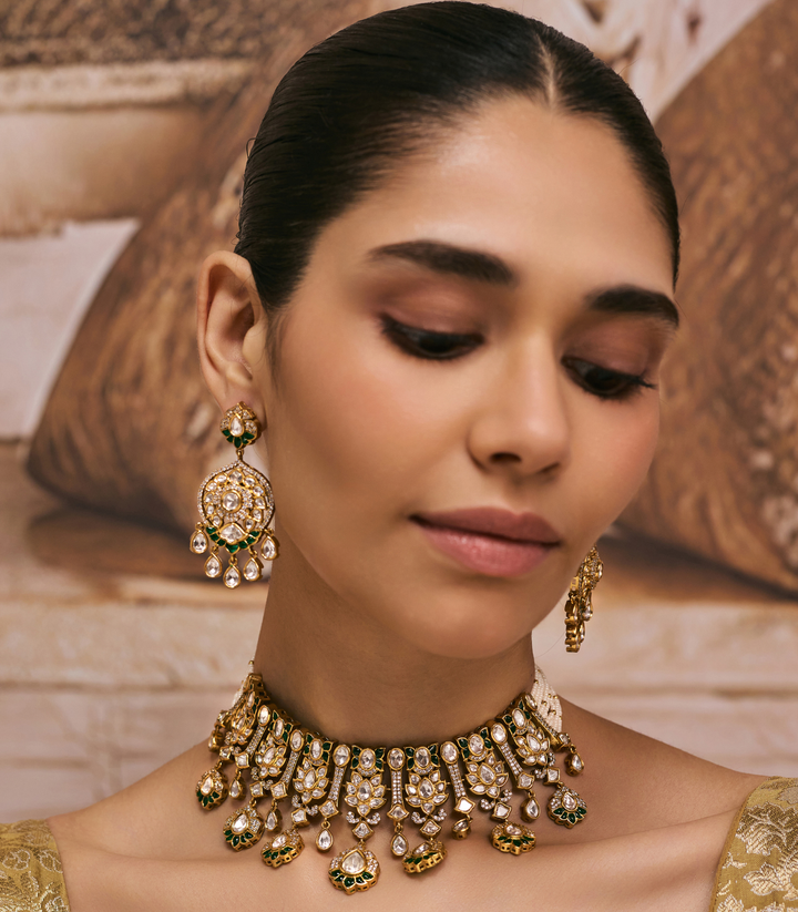 IKANTIKA GOLD PLATED  KUNDAN NECKLACE SET