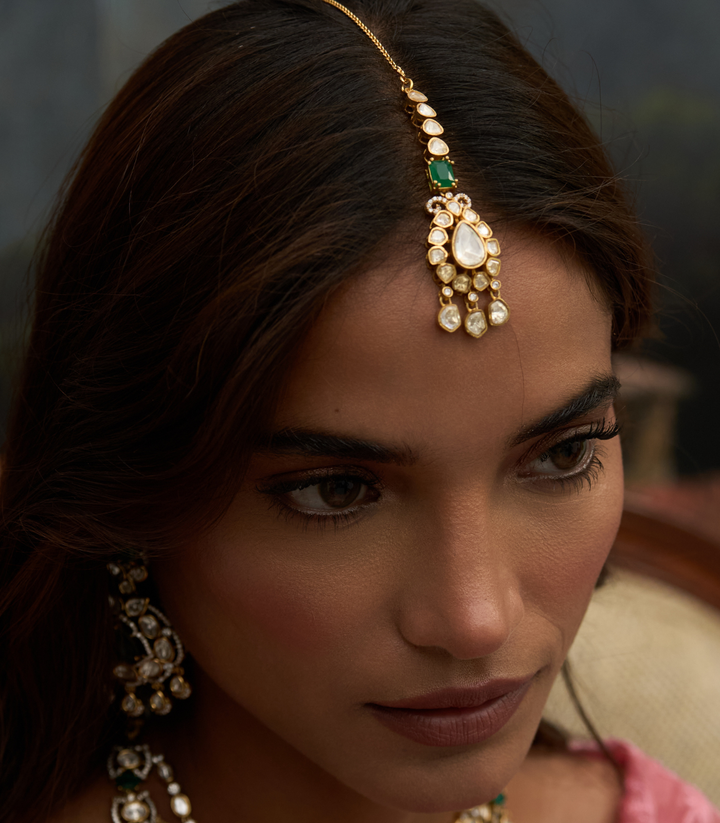 RITIKA GREEN POLKI TIKKA