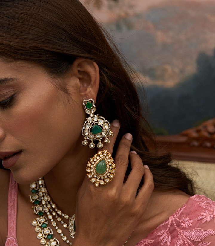 RAJVI GREEN MOISSANITE RING