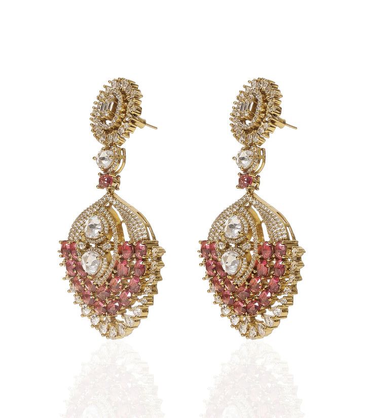 ANVI PINK ROSE CUT NECKLACE SET