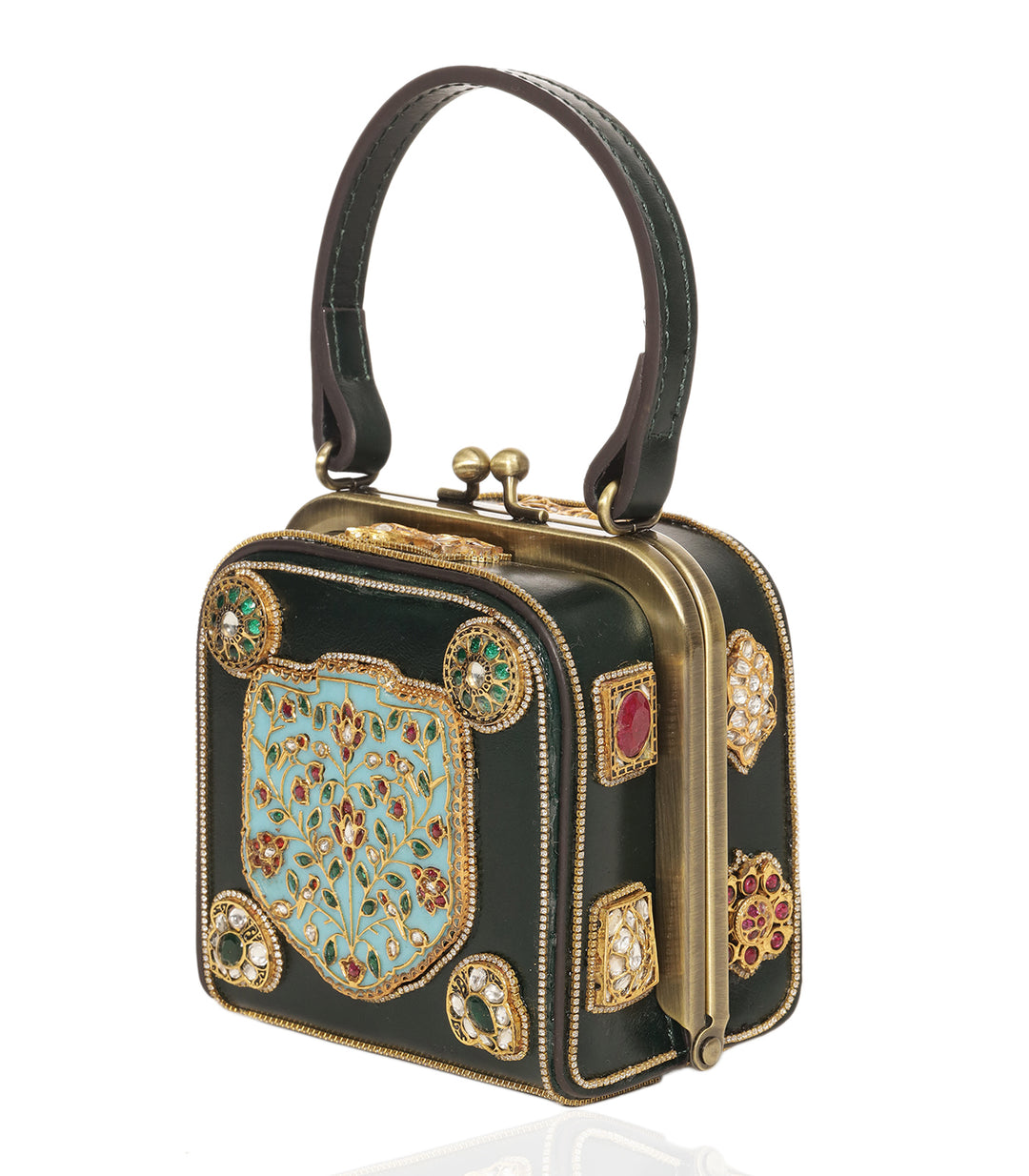 MISHIKA GREEN KUNDAN HAND BAG