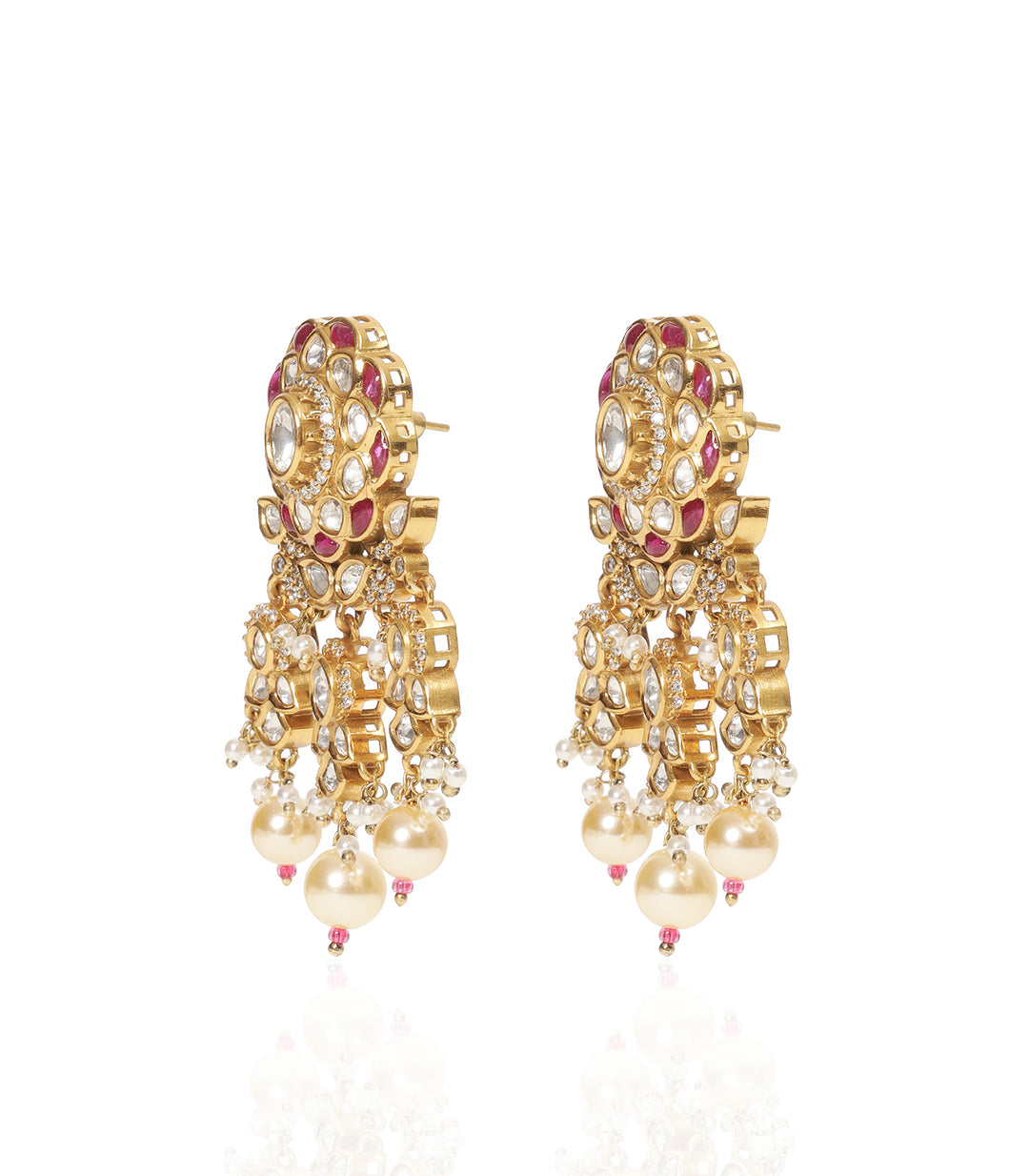 PRISHA RED & GREEN POLKI NECKLACE SET