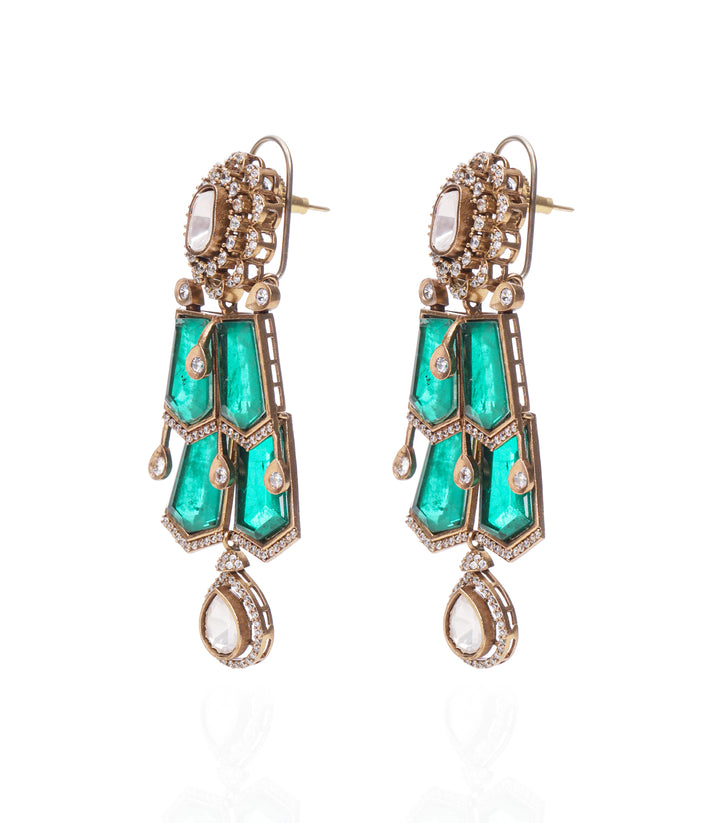 NISHA GREEN POLKI NECKLACE SET