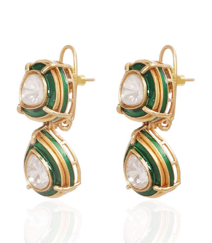 JANVI GREEN POLKI LONG NECKLACE
