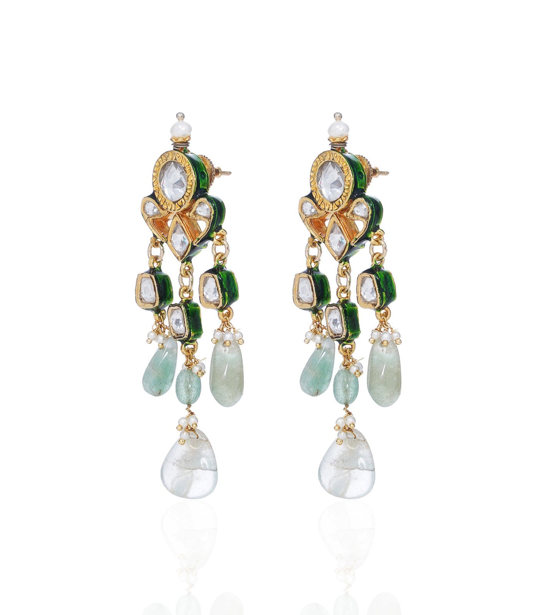 WAKEETA GREEN KUNDAN LONG NECKLACE
